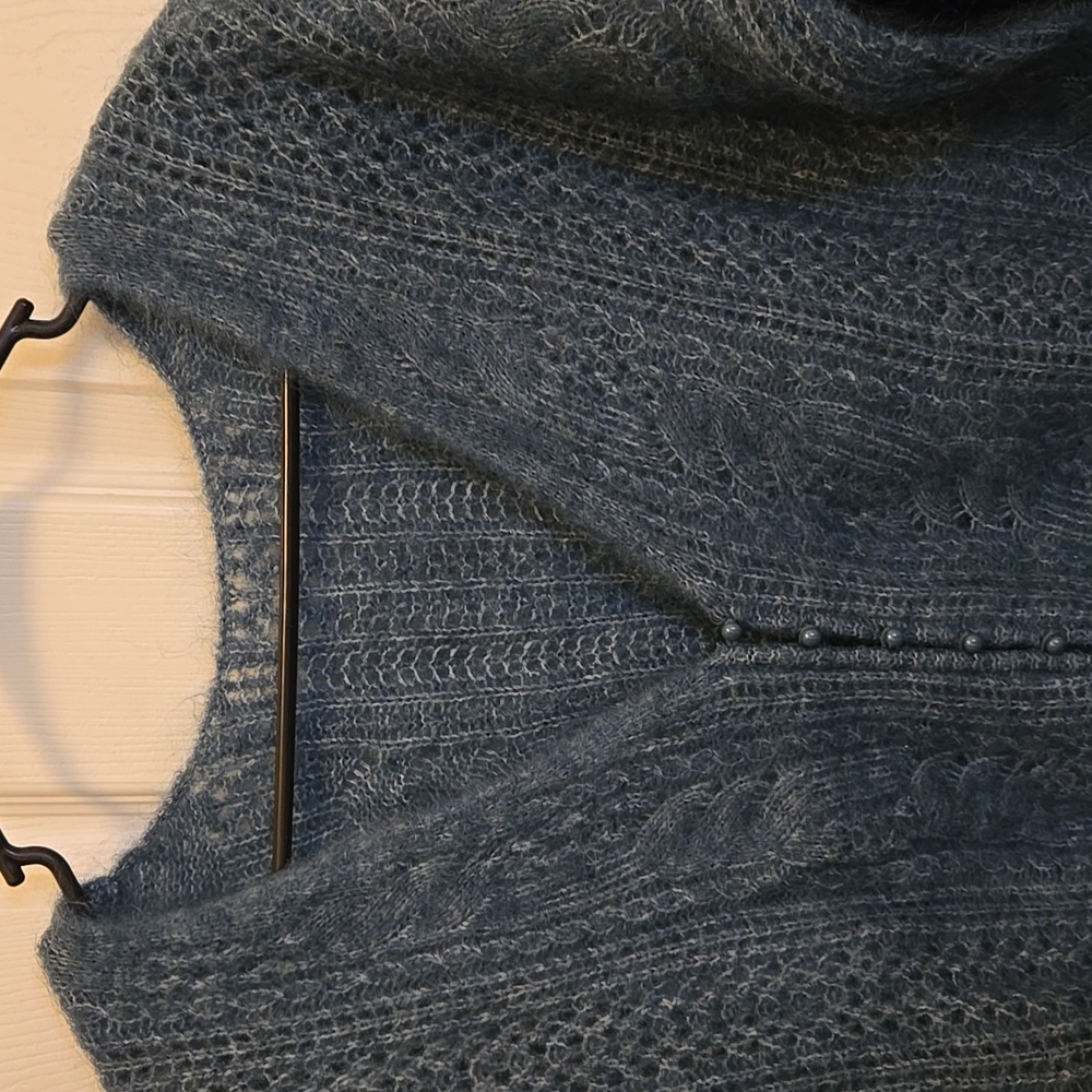 Sezane Susanna Kid Mohair/ Wool Green Fancy Knit Cardigan - Picture 11 of 12